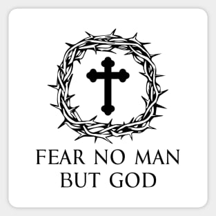 Fear No Man But God - Cross Bottony - Black - Christian Series 1B Sticker